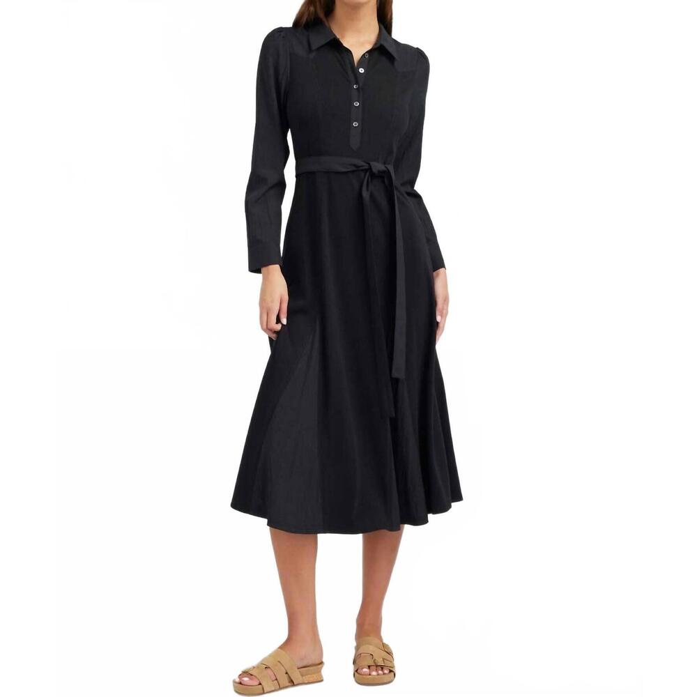 NEW CURRENT AIR collared midi dress in black